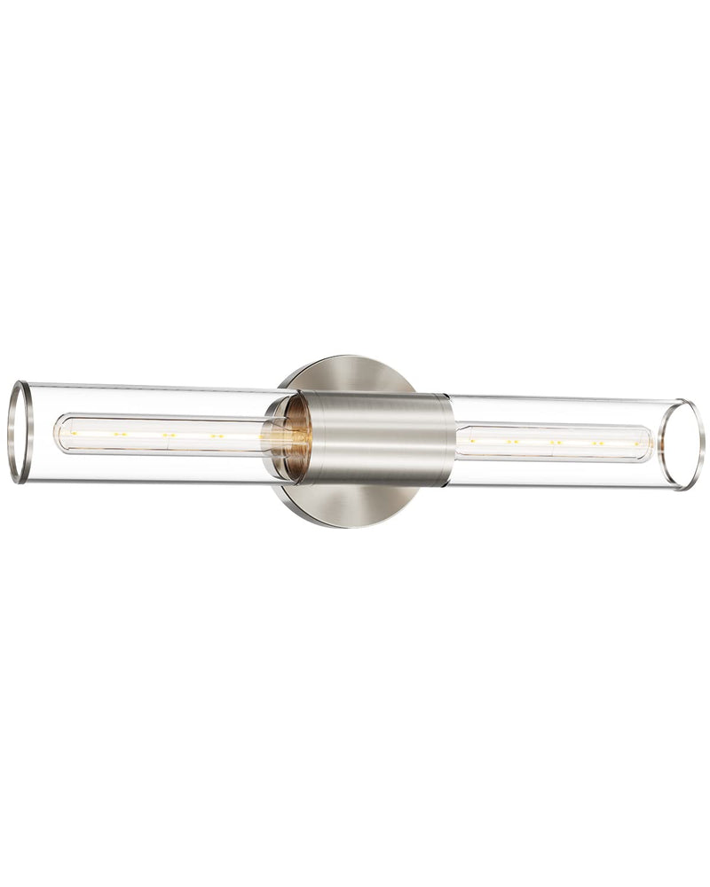 Bathroom Vanity Light Fixture, 2-Light Brushed Nickel Wall Sconce Lighting Fixture with Clear Glass, Indoor E26 Stocket Silver Wall Lamp for Mirror Living Room Hallway(Bulb Not Included) 1 Count (Pack of 1)