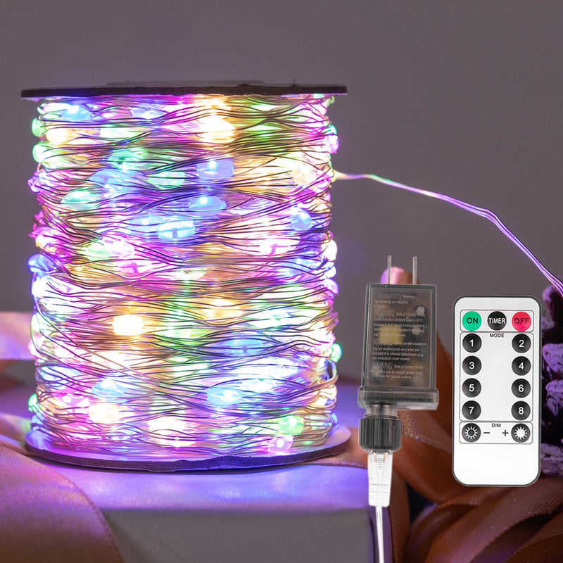 Fairy Lights Plug in,400FT 1200LEDs Waterproof Led String Lights,8 Modes Remote Twinkle Light for Outdoor Indoor Christmas Wedding Birthday Garden Party Decorations,Silver Wire,Multicolor Multicolor 400FT