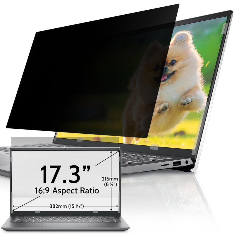IPROKKO Laptop Privacy Screen 17.3 Inch for HP Dell Acer Asus Lenovo Thinkpad Envy Xps, 16:9 Aspect Removable 17.3in Anti Blue Light Glare Privacy Filter, Anti Spy Computer Monitor Security Protector 17.3 inch 16:9