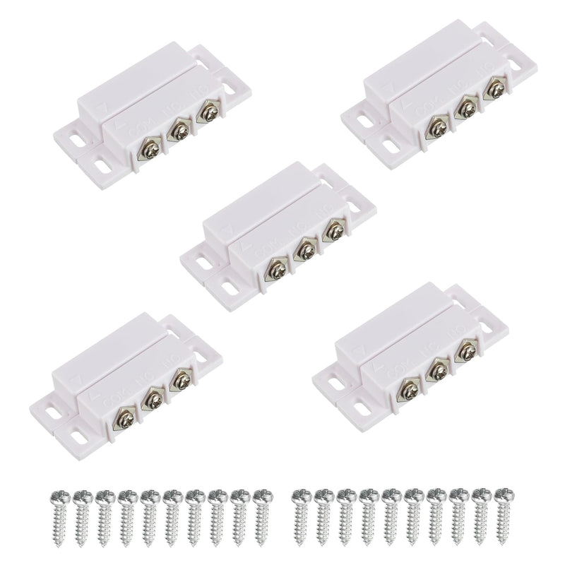 Magnetic Reed Switch Normally Open and Normally Closed NC NO Magnetic Proximity Switch for Door Alarm, Window Safety, DC 5V 12V 24V Light GPS Other Equipment Reed Switch (White, Pack of 5pcs) 5pcs-B31 5pcs-White