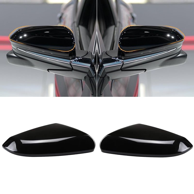 Moonlinks Compatible with 2016-2021 Honda Civic Side Mirror Cover Replacement,Glossy Black LH & RH Side Door Rearview Mirror Cap Trim for 10th Gen Civic,2019-2022 Insight,(1 Pair) 10th-Pair Black
