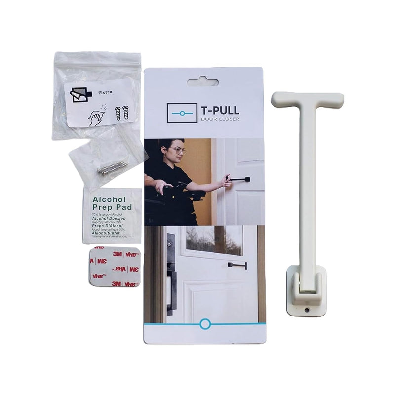 Manual Door Closer for Wheelchair Users - Canadian Made Accessibility Aid - Swivel Design for Interior/Exterior Doors (White ABS) ABS-White