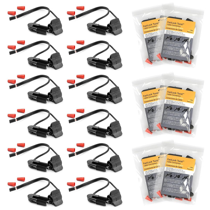 Low Voltage Cable Connector (12 PCS) Fast Lock Twist 12-18 Gauge Wire Connectors for Outdoor Landscape Lighting Spotlights Floodlight Pathway Lights 6Pack