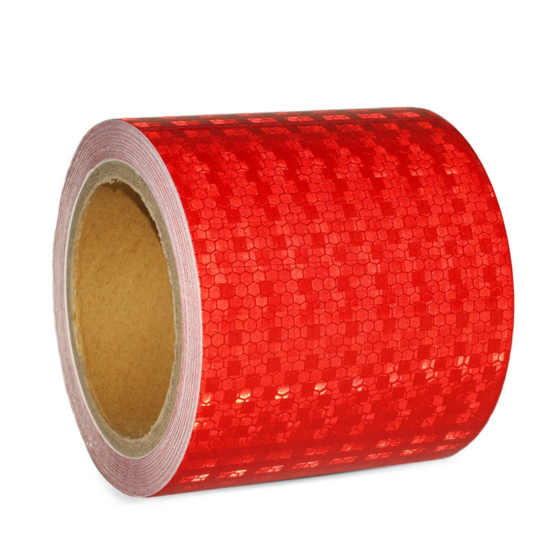 Reflective Tape, Waterproof Self Adhesive Dot Reflective Tape Outdoor Safety Caution Reflector for Trailers, Bikes, Cars(Red, 4 Inch x 32.8 Feet) Red
