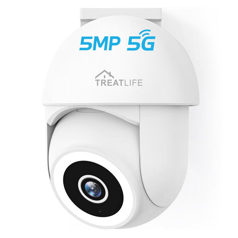 TREATLIFE 5MP Ultra HD 2.4G/5G WiFi Security Camera Outdoor Wired, Cameras for Home Security, Spotlight/Siren, AI Motion Detection, Color Night Vision, 2-Way Audio, Works with Alexa, Google Home, App Outdoor Security Camera