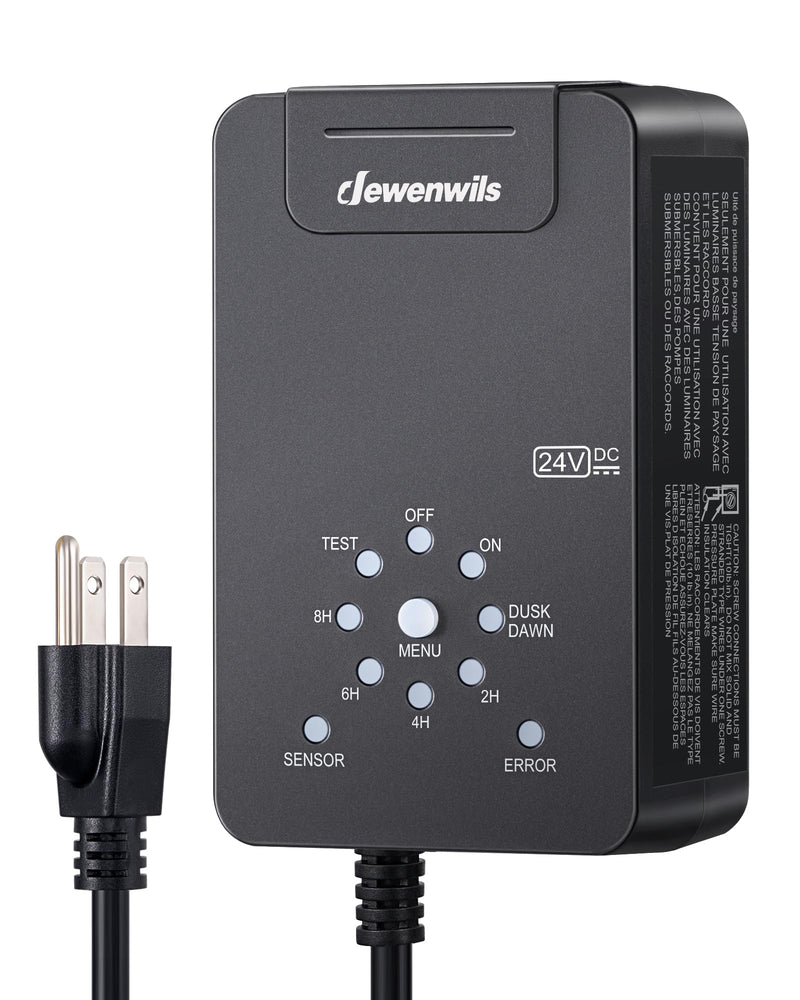 DEWENWILS 60W Low Voltage Landscape Transformer 120V AC to 24V DC, Outdoor Landscape Lighting Transformer Photocell Sensor & Timer, Weatherproof Low Voltage Transformer for Spotlights Pathway Lights 60W-24V