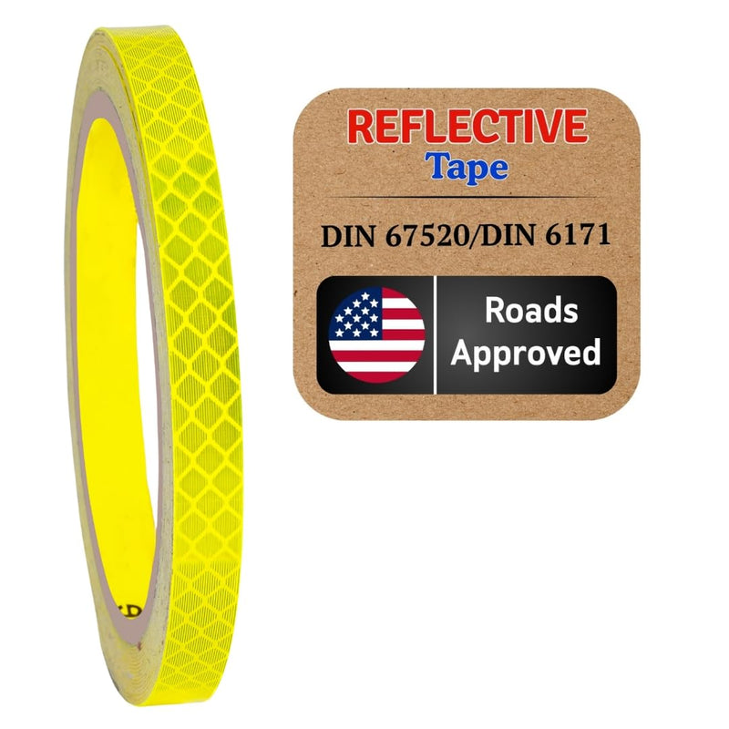 Made from 4083 Diamond Grade Reflective Tape Outdoor high Visibility Strips Safety Waterproof Conspicuity Strong Adhesive Vehicle Trailer car Trucks Bikes (Flu yellow, 0.8inch/20mm x 16.4feet/5m) Flu yellow, 0.8inch/20mm x 33feet/10m