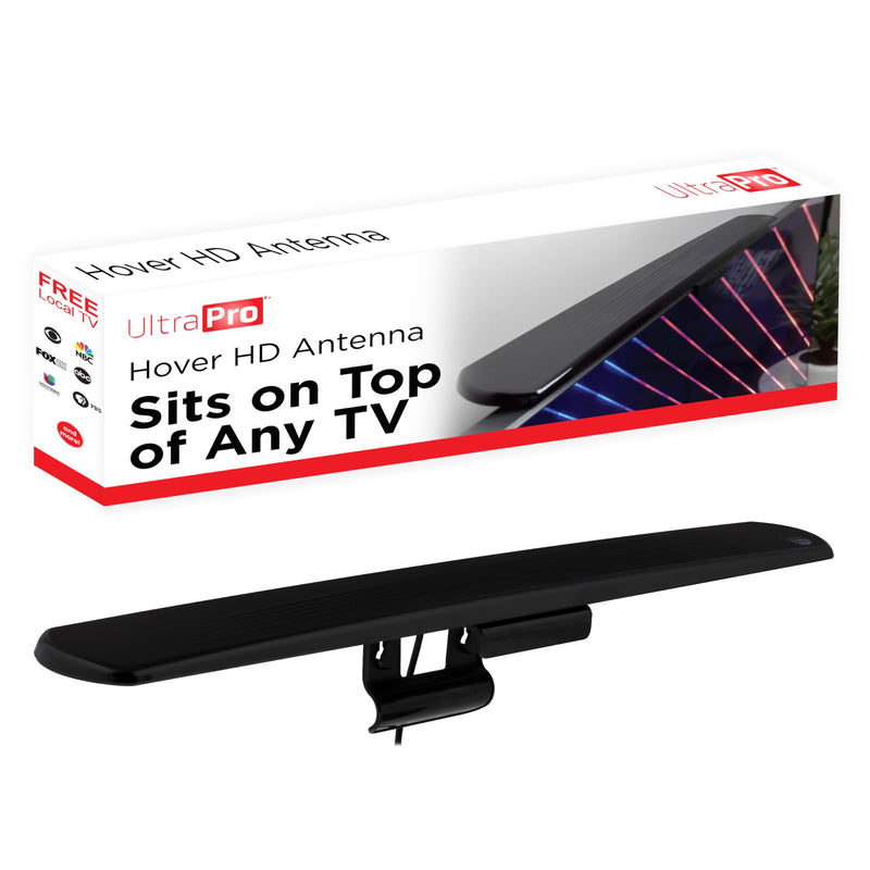 UltraPro Hover Digital TV Antenna Indoor for Smart TV, Long Range HD Local Channels, Easy Mount on Top Design, Supports 4K 1080P HDTV VHF UHF, 360° Reception, 83713 Compact