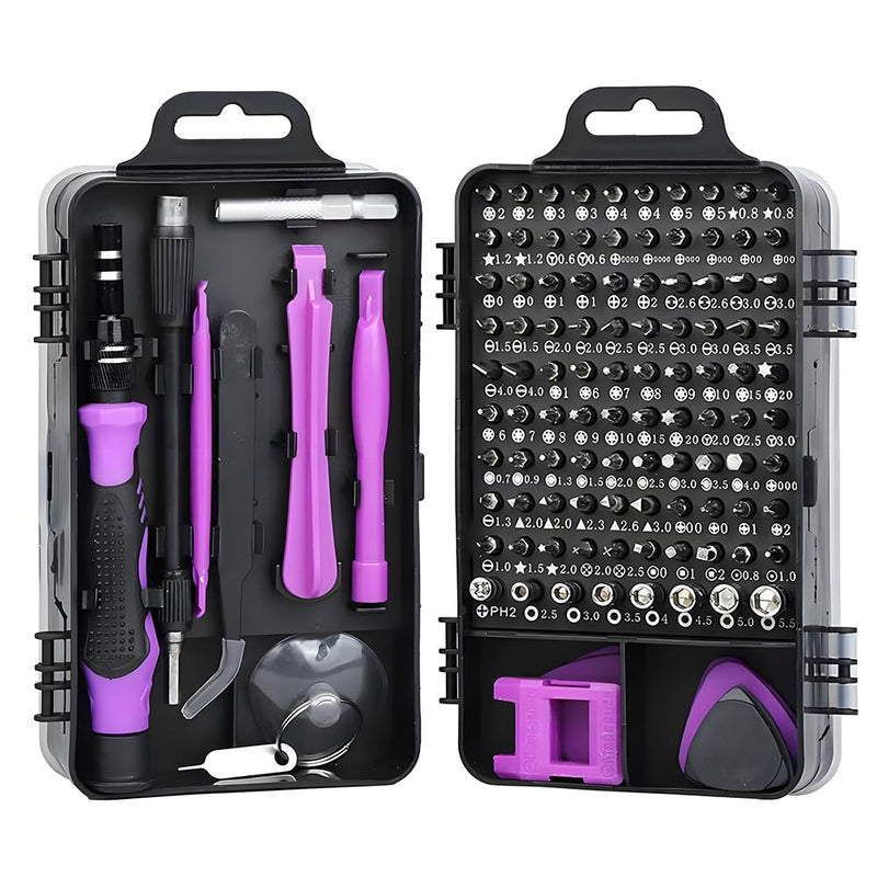 Purple Magnetic Screwdriver Set, Electronics Repair Tool Kit Micro Magnetic Bit for iPhone, Computer, Laptop, Phone, Mac, Tablet, Home DIY, Game Consoles, Glasses, Watch, Doorbell, 115 in 1 Purple