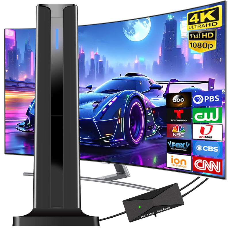 Digital TV Antenna Indoor, 2026 HD Antenna for Smart TV with 3M Stick Base 360°&Long Range Reception for Local Channels, Easy Setup Antena Without Cable(7.0 in) 7.0 IN