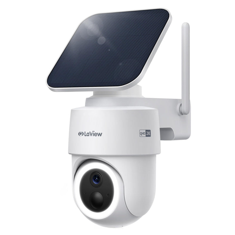 LaView 2K 3MP Solar Security Cameras Wireless Outdoor, Cameras for Home Security, 360° Pan & Tilt Rechargeable Battery Camera, IP65 Outdoor Camera, Color Night Vision, Two-Way Audio, Work with Alexa White 1 Pack