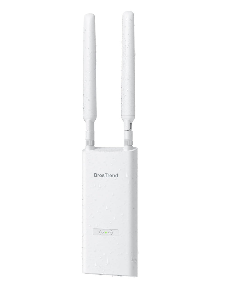 BrosTrend AC1200 Outdoor Access Point Long Range, IP65 Weatherproof Gigabit WiFi Access Point, Dual Band 5GHz + 2.4G, PoE Powered, with Passive PoE Injector, Universal Compatible, WAP for Yard Farm RV