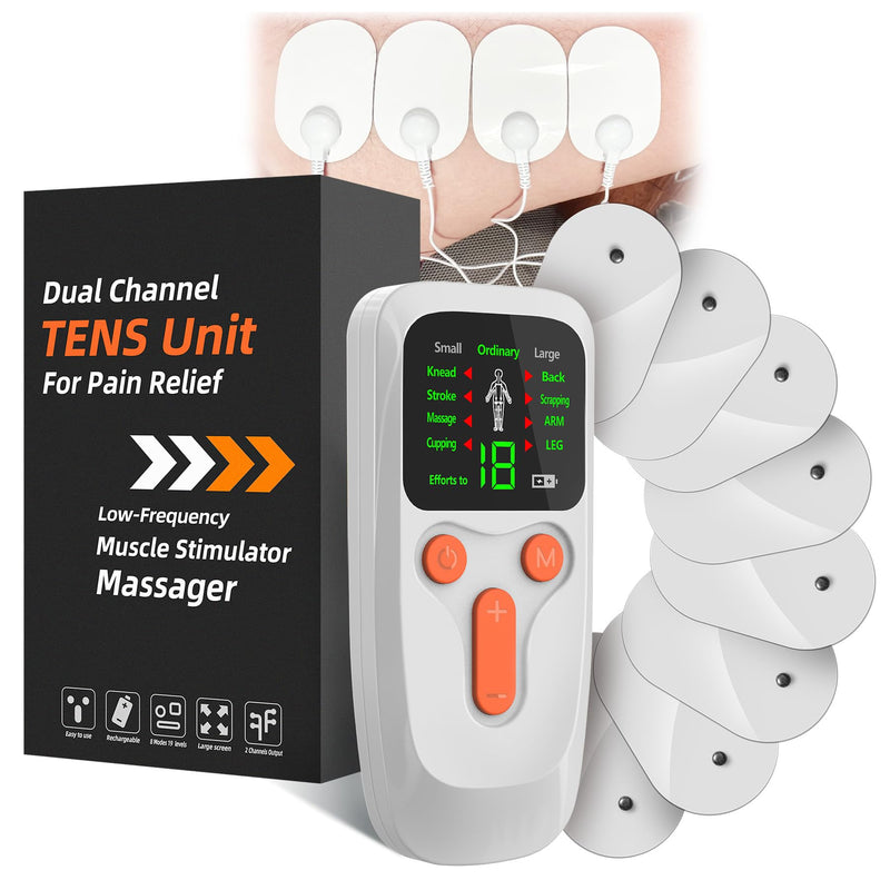 TENS Unit EMS Muscle Stimulator, Dual Channel Muscle Stimulator Machine for Back Neck Shoulder Pain Relief, Low-Frequency Multi-Function Physiotherapy Instrument Large Screen Electric Pulse Massager