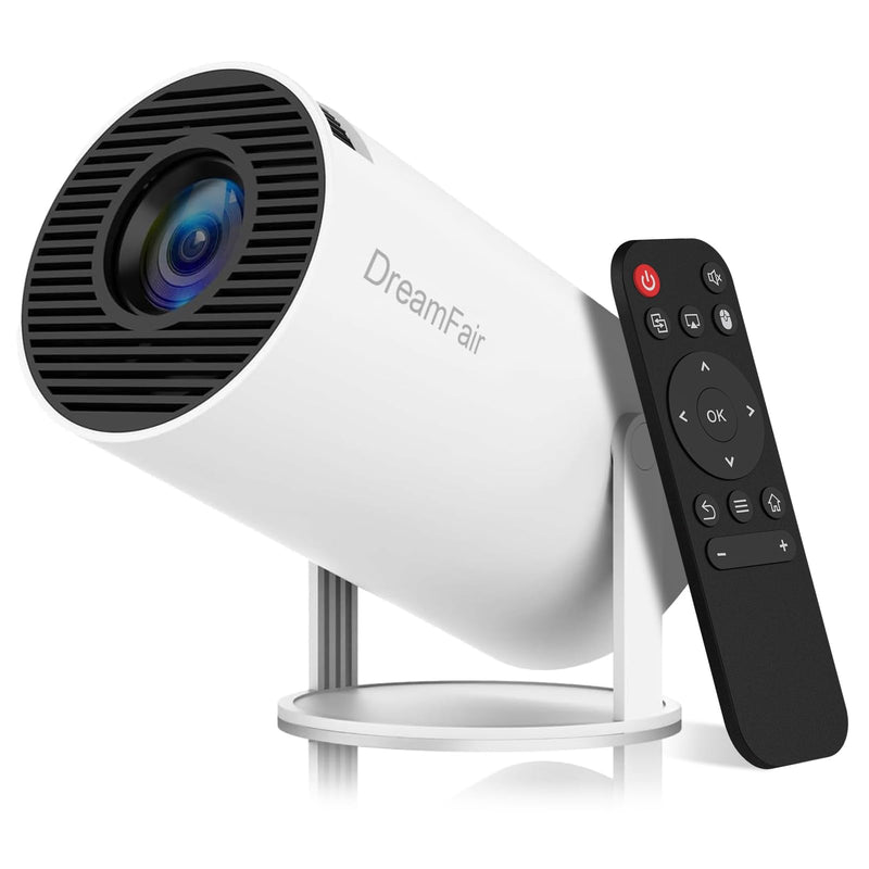 Mini Projector with WiFi and Bluetooth, 4K 1080P Support Portable Projector, 170 ANSI, 180° Rotatable, Auto Keystone Correction, 40"-130" Screen Video Projector for Laptop/PC/Smartphone