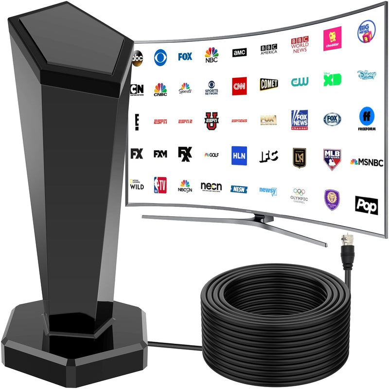 TV Antenna for Smart TV Indoor, Digital Antenna for Local Channels, Strong Magnetic Base, Easy Installation, 360° Long Range Reception, 4K 1080P, 8.5-ft Long Cable (Black) black