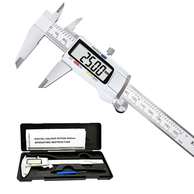 Greywolf Digital Caliper, Stainless Steel Measuring Tool, Electronic Vernier Caliper Micrometer, Inch and Millimeter Conversion, 6 Inch/150mm Large LCD Screen, for Jewelers/Craftsmen/DIY