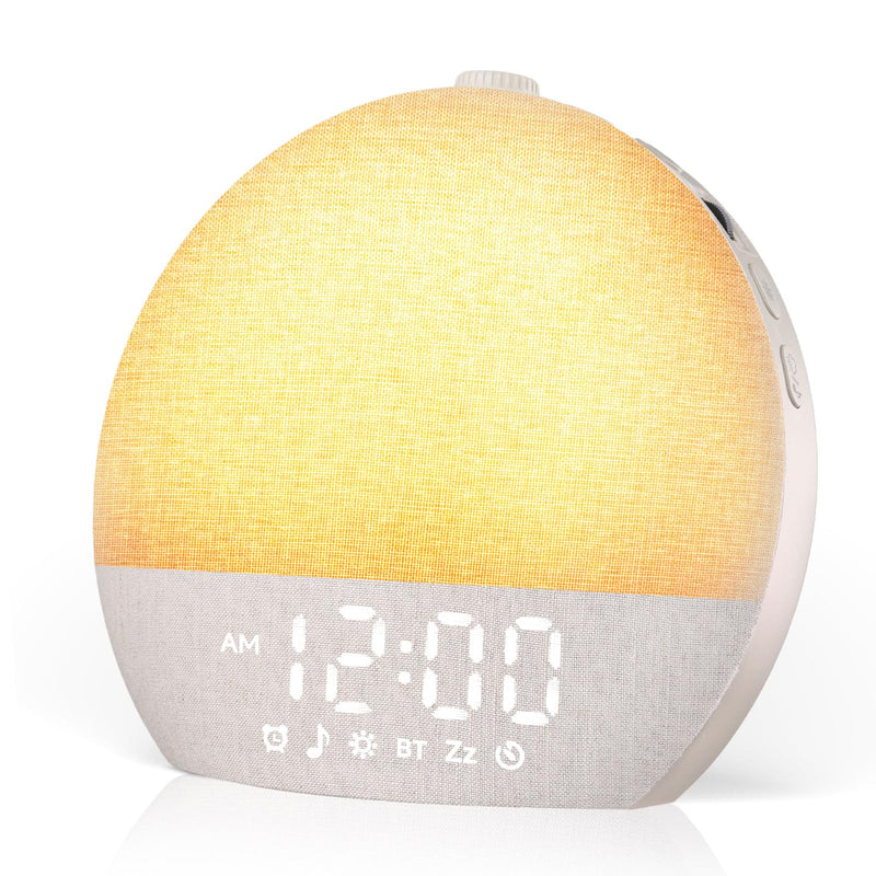 Sunrise Alarm Clock White Noise Sound Machine for Bedroom | Natural Wake-Up Light with 30 Soothing Sleep Aids, Bluetooth Speaker, Dimmable Clock, Screen-Free Design for Baby Adults Kids-Khaki Khaki