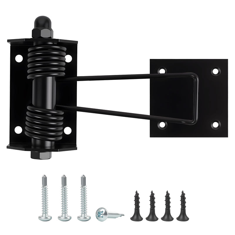 Heavy Duty Flat Gate Closer, Powder Coated, Self Closing Adjustable Gate Closer for Wood and Vinyl Gates, Works Great for Yard, Pool and Dog Gates, Outdoor Gate Spring