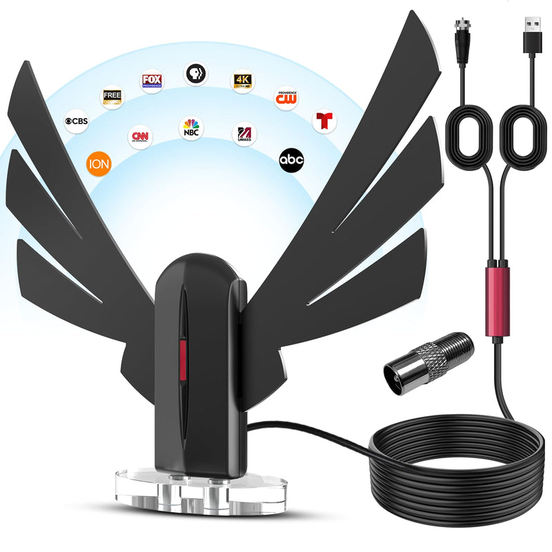 TV Antenna for Smart TV 2026, Long Range 360° Reception Digital Antenna with Magnetic Base for Local Channels Indoor/Outdoor, Supports 4K 1080p, 16.66FT Cable, for Smart/Old TVs STG-01