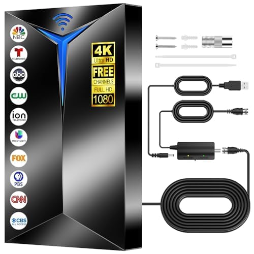 2026 Premium TV Antenna Indoor/Outdoor, 3200+ Miles Long Range for Local Channels, HDTV Antenna for Smart TV - Supports 8K 4K 1080P HD, Clear Reception, Easy Setup with 26ft Cable