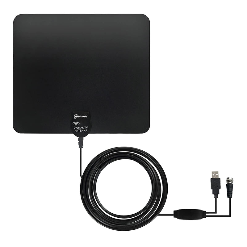 Chaowei Indoor TV Antenna, Digital HDTV with Built-in Amplifier, 50 Mile Range, 4K 1080p, 16.5ft Cable, Black, USB Powered
