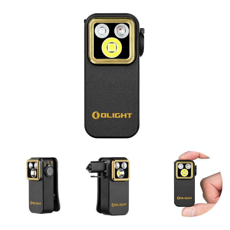 OLIGHT Oclip Pro S EDC Flashlight Clip-on Light, 600 Lumens Type-C Rechargeable with White LED, UV and RGB, Magnetic Flash Lights for Working, Signaling, Inspection and Outdoor Use (Black) Black