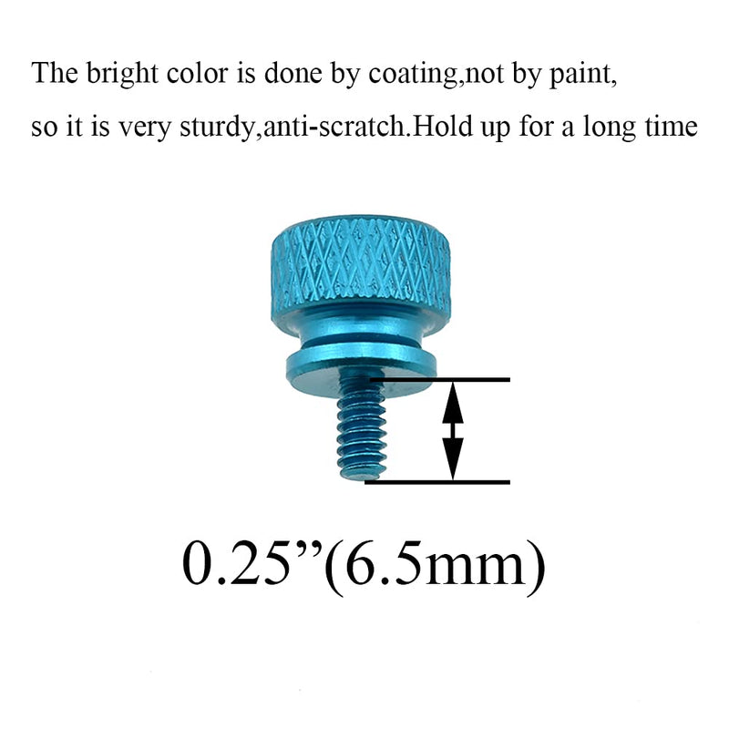Hahiyo Anodized Aluminum Thumbscrews 6#-32 Thread Size Large Knurled Head Cage Mounts Hand Tighten Easy to Grip and Turn Not Damage Inside Sturdy for Computer Case PCI Slot Motherboard Blue 10pcs 6#-32-Blue-10Pieces - LeoForward Australia
