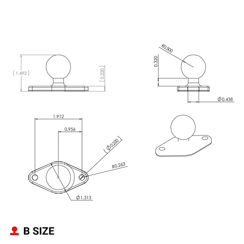 RAM MOUNTS Diamond Ball Base Marine-grade Aluminum - LeoForward Australia