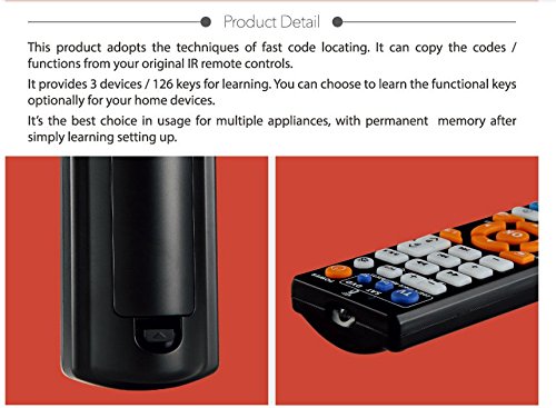 CHUNGHOP Universal IR Learning Remote Control for Smart TV VCR CBL DVD SAT STR-TV CD VCD HI-FI 3 in 1 Programmable Controller L336 with Learn Function 3-Device - LeoForward Australia