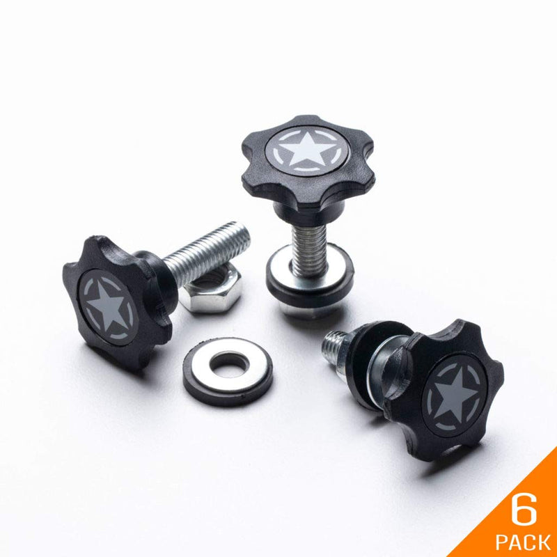 GPCA Star Thumbscrew M8 25mm + Nut + Washer + Tie-Down D-Plates Kit Compatible with Wrangler JL JT JK YJ TJ CJ Sport Sahara Rubicon Gladiator 2DR/ 4DR 1995-2021 (Pack of 6) 6 Pack Quick Release + Tie-Down D-Plate - LeoForward Australia