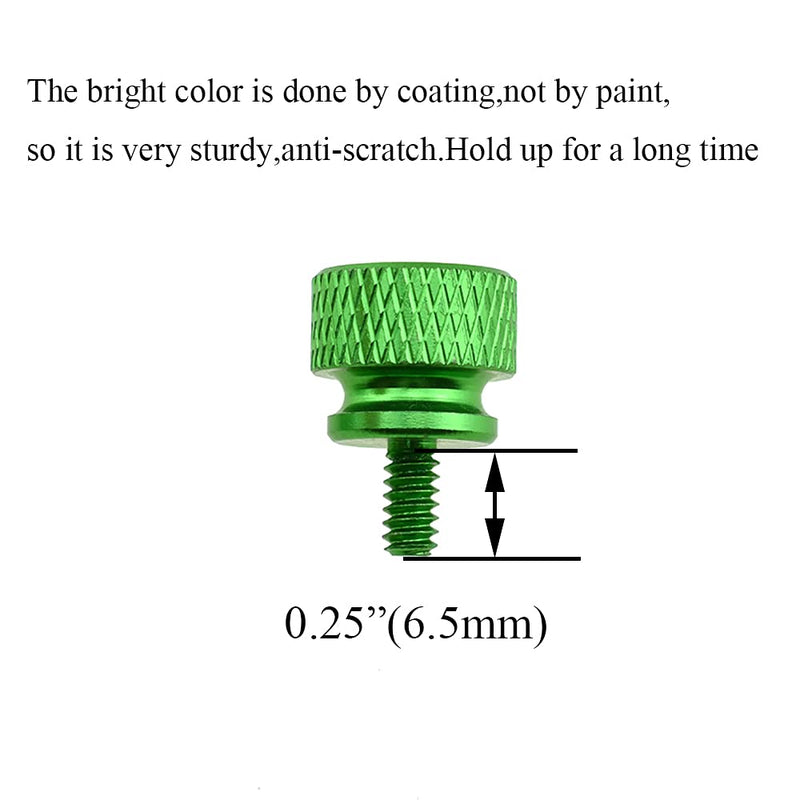 Hahiyo Anodized Aluminum Thumbscrews 6#-32 Thread Size Large Knurled Head Cage Mounts Hand Tighten Easy to Grip and Turn Not Damage Inside Sturdy for Computer Case PCI Slot Motherboard Green 10pcs 6#-32-Green-10Pieces - LeoForward Australia