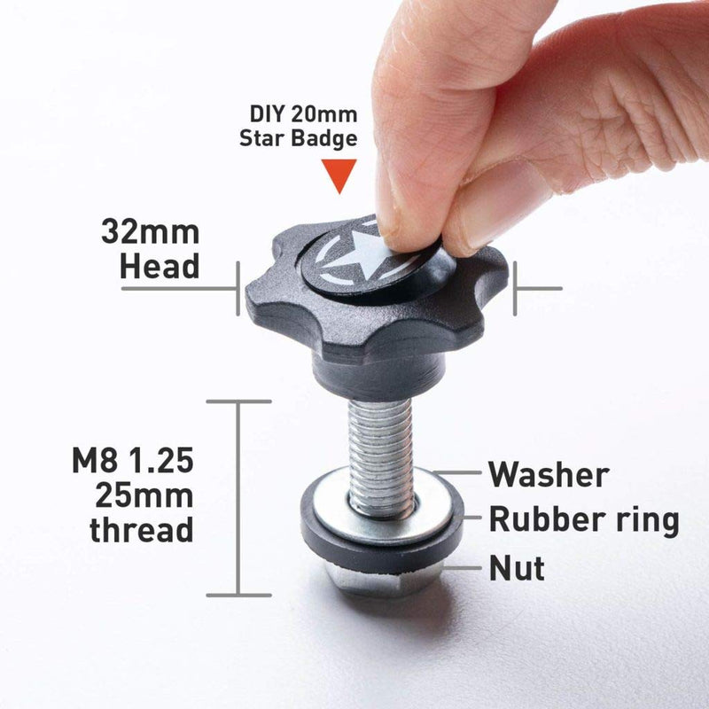 GPCA Star Thumbscrew M8 25mm + Nut + Washer + Tie-Down D-Plates Kit Compatible with Wrangler JL JT JK YJ TJ CJ Sport Sahara Rubicon Gladiator 2DR/ 4DR 1995-2021 (Pack of 6) 6 Pack Quick Release + Tie-Down D-Plate - LeoForward Australia