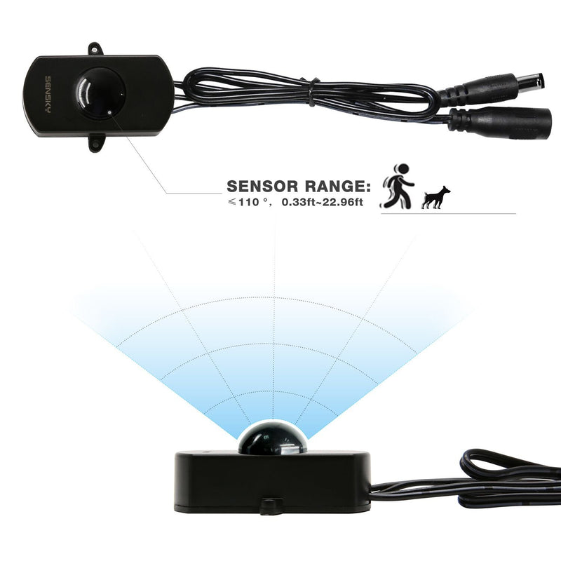 SENSKY BS010H DC 12V to 30V 3A Mini Pir Motion Sensor Switch,Occupancy Sensor Switch for Gun Safe, Kitchen Cabinet, Pantry, Closet led Lighting (Black-Without Light Sensor) - LeoForward Australia