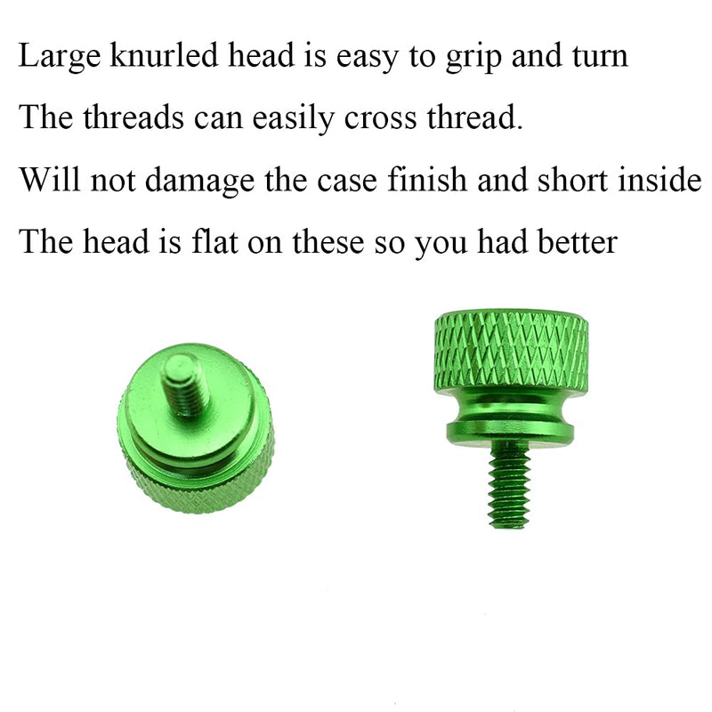 Hahiyo Anodized Aluminum Thumbscrews 6#-32 Thread Size Large Knurled Head Cage Mounts Hand Tighten Easy to Grip and Turn Not Damage Inside Sturdy for Computer Case PCI Slot Motherboard Green 10pcs 6#-32-Green-10Pieces - LeoForward Australia