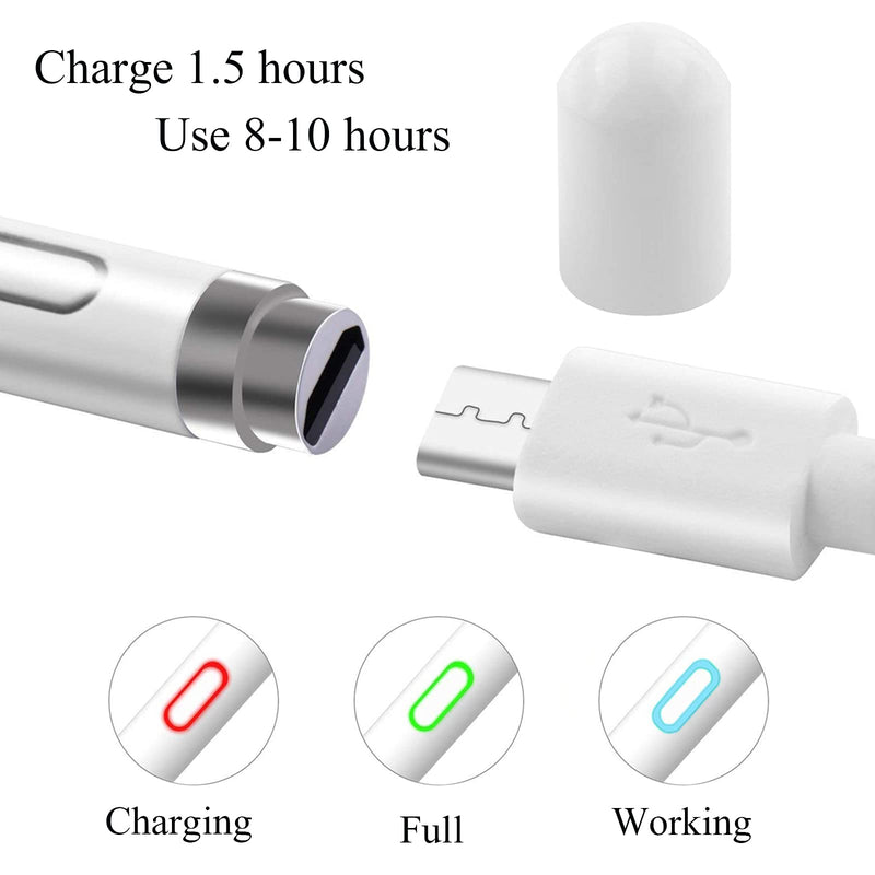 CMARS Active Stylus Digital Pen for ipad, ipad Pens Compatible for iOS, Android, iPad Pro/Air/Mini 2/3/4 Touch Screens Stylus Pen and More,1.5mm Fine Point Rechargeable Pen for Tablet(White) Universal Version - LeoForward Australia