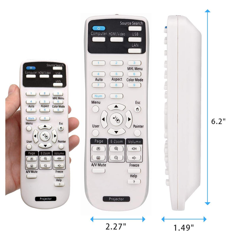 ESolid 1547200 Remote Control for Epson BrightLink 425Wi 430i 435Wi 475Wi 480i 485Wi 575Wi 585Wi 595Wi PowerLite 420 425W 430 435W 470 475W 480 485W Home Cinema 500 S11 X12 X15 Projectors - LeoForward Australia