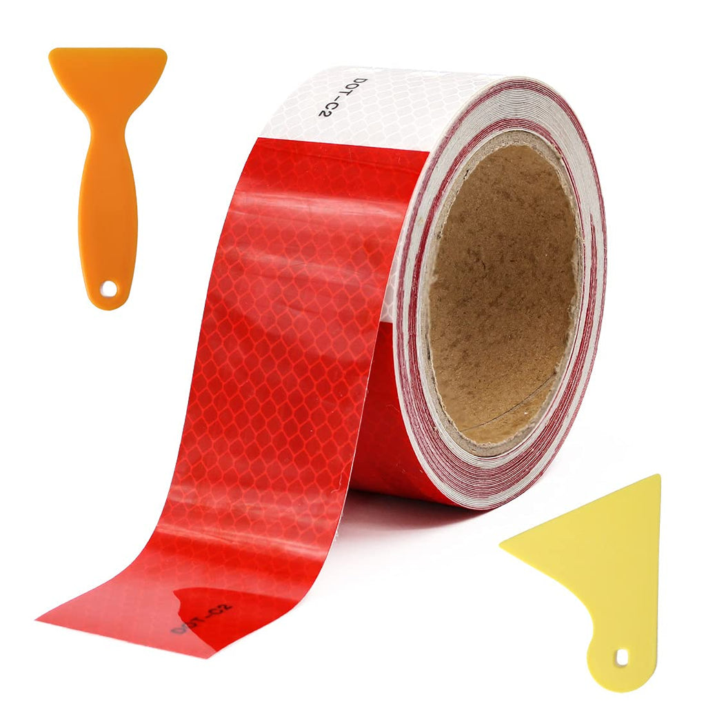 [AUSTRALIA] - UTSAUTO DOT-C2 Reflective Tape 2 inches x 30ft Reflective Safety Tape Waterproof Warning Sticker Trailer Red & White Reflective Strip for Trailer Cars Trucks Outdoor