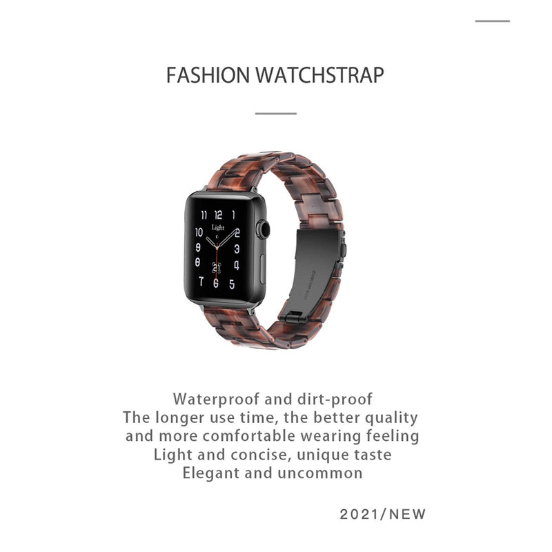 Light Apple Watch Band - Fashion Resin iWatch Band Bracelet Compatible with Stainless Steel Buckle for Apple Watch Series 6 Series SE Series 5 Series 4 Series 3 Series 2 1 (Chocolate, 38mm/40mm) - LeoForward Australia