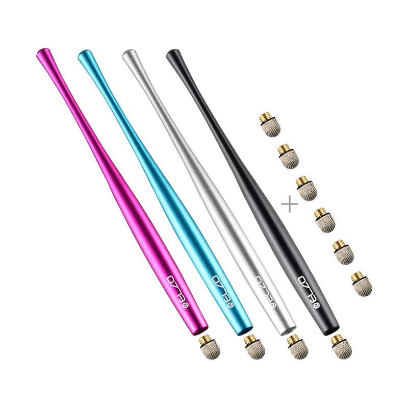 ELZO Capacitive Stylus Pens Premium Metal Slim Combo 4 Pcs with 6 Replacement Nanofiber Tips for Touch Screen Tablets Asus/Surface/Samsung/iPhone/iPad/LG and More (Black, Silver, Light Blue&Rose Red) 4 Pack Black, Silver, Rose red, Light Blue - LeoForward Australia