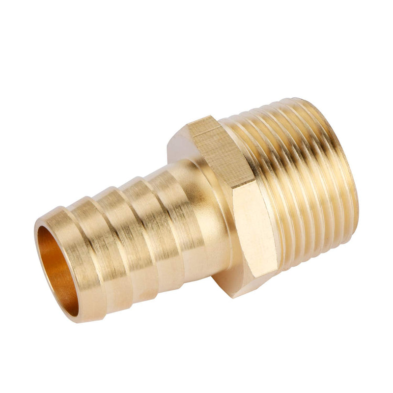 U.S. Solid Brass Hose Fitting, Adapter, 3/4" Barb x 3/4" NPT Male Pipe