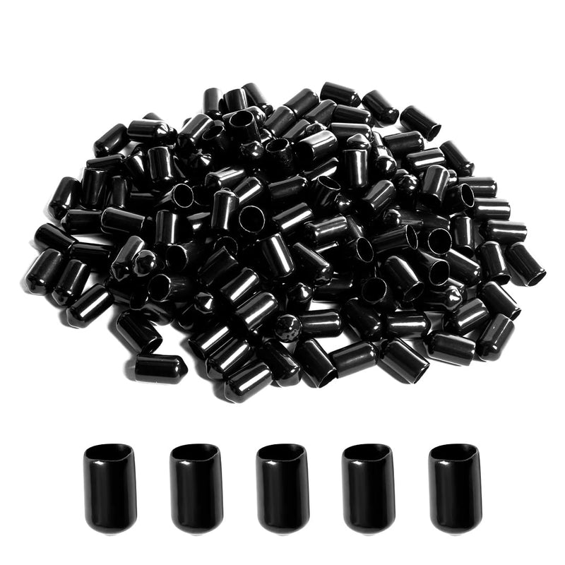  [AUSTRALIA] - UTSAUTO 150Pcs Flexible End Caps Rubber End Caps Round Screw Thread Protectors Black Vinyl Blot Protector Safety Caps Kit for Tube Screw Bolt (0.35Inch, 9mm) 0.35" / 9mm