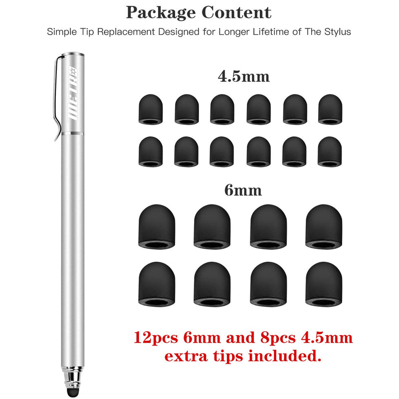 METRO Capacitive Stylus Pens, Rubber Tips 2-in-1 Series, High Sensitivity & Precision styli Pens for Touch Screens Devices (Silver) Silver - LeoForward Australia