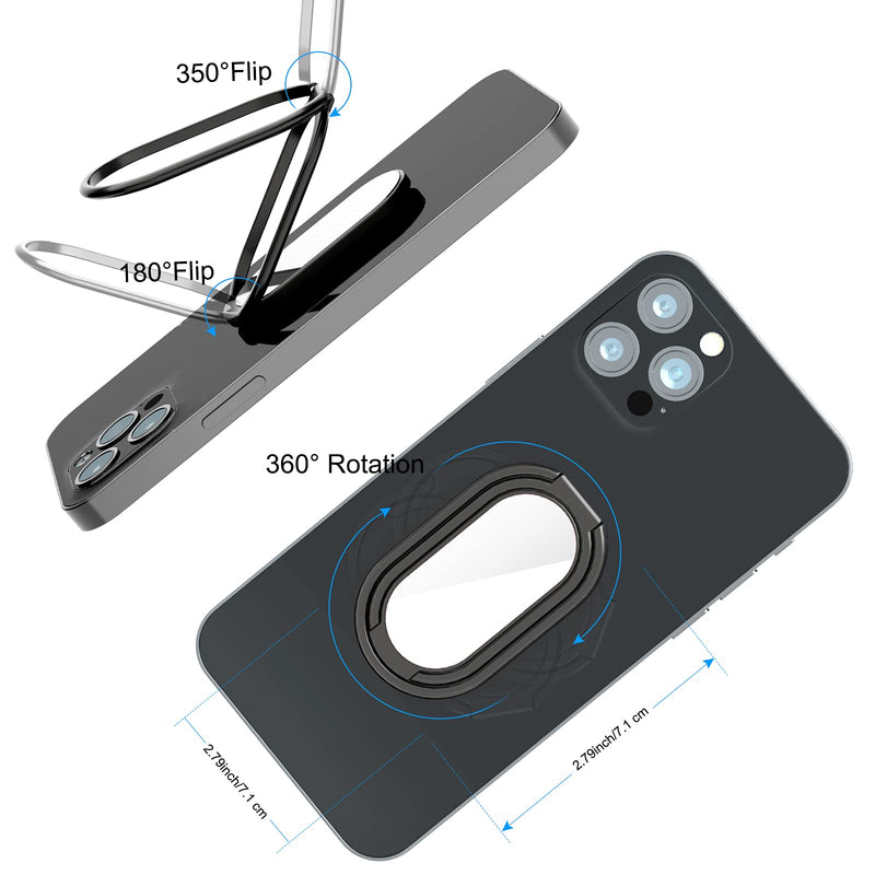 Phone Ring Holder Finger Kickstand, 360° Rotation Cell Phone Ring Holder Stand Metal Phone Back Grip for Magnetic Car Mount Foldable Cell Phone Stand Compatible with Most Smartphones Gun Black - LeoForward Australia