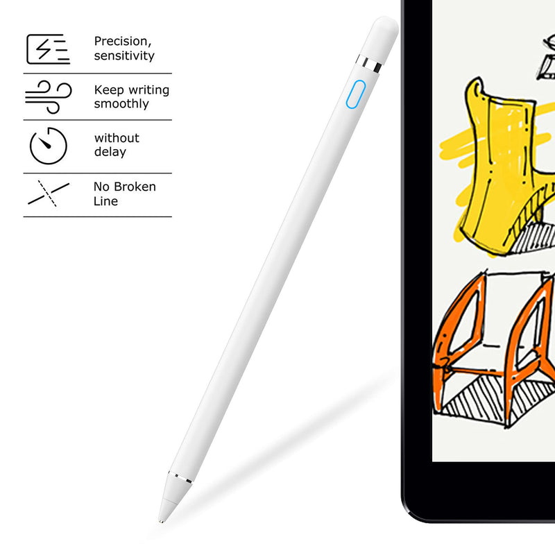 CMARS Active Stylus Digital Pen for ipad, ipad Pens Compatible for iOS, Android, iPad Pro/Air/Mini 2/3/4 Touch Screens Stylus Pen and More,1.5mm Fine Point Rechargeable Pen for Tablet(White) Universal Version - LeoForward Australia