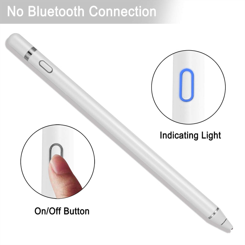 Active Stylus Pens for Touch Screens, Digital Stylish Pen Pencil Rechargeable Compatible with Most Capacitive Touch Screens (White) WHITE - LeoForward Australia