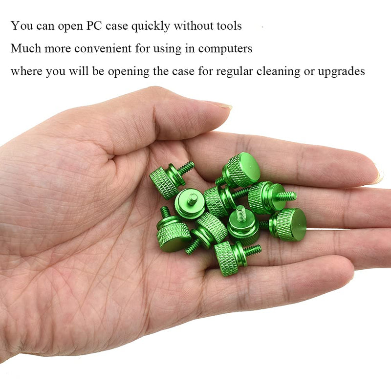 Hahiyo Anodized Aluminum Thumbscrews 6#-32 Thread Size Large Knurled Head Cage Mounts Hand Tighten Easy to Grip and Turn Not Damage Inside Sturdy for Computer Case PCI Slot Motherboard Green 10pcs 6#-32-Green-10Pieces - LeoForward Australia