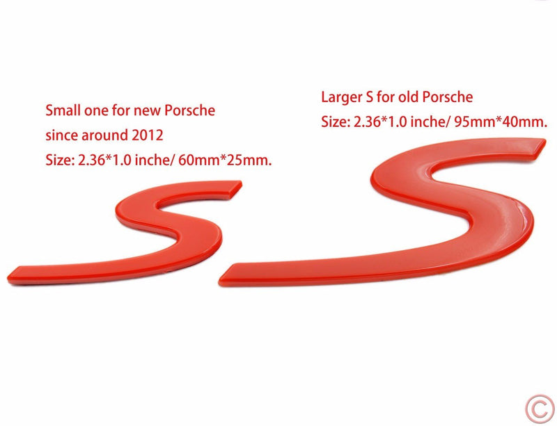 Zorratin Large red"S" S Letter Rear Trunk Boot Lid Hatch Tailgate Emblem Badge for Porsche 911 Cayenne carrera turbo panamera boxster Large, red - LeoForward Australia