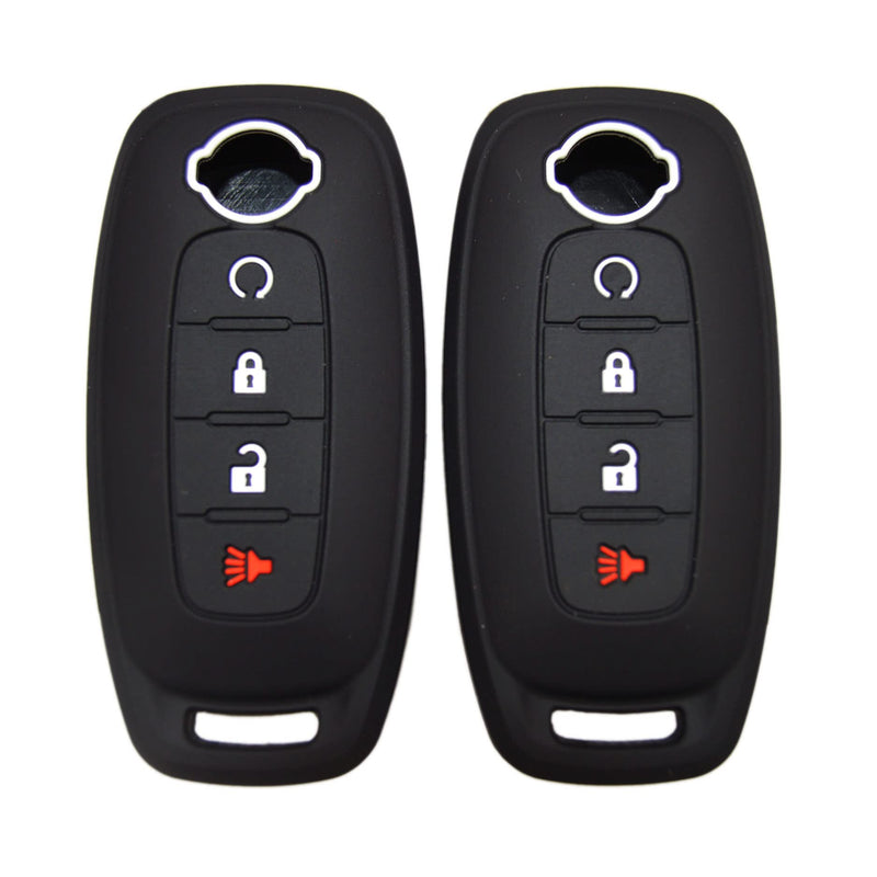  [AUSTRALIA] - Silicone Rubber Remote Smart Key Fob Case Cover Protector Holder for new Type Remote for Nissan Rogue Pathfinder X-trail 2023 2024 285E3-7LA6A Black x 2 4 buttons