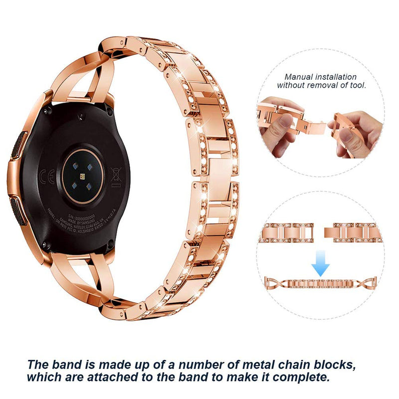 YOFUNTLE Compatible for Samsung Galaxy Watch 46mm/Gear S3 Bands,Women 22mm Metal Alloy Bracelet Strap Replacement Wristband for Samsung Galaxy Watch 46mm,Gear S3 Classic/Frontier (Dark Rose Gold) Dark Rose Gold - LeoForward Australia