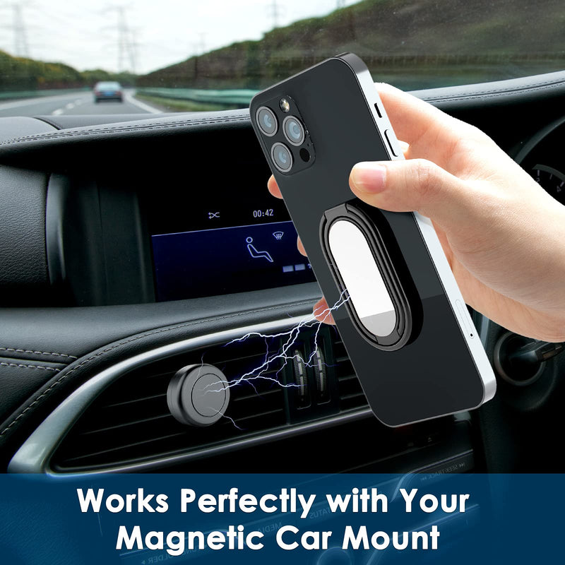 Phone Ring Holder Finger Kickstand, 360° Rotation Cell Phone Ring Holder Stand Metal Phone Back Grip for Magnetic Car Mount Foldable Cell Phone Stand Compatible with Most Smartphones Gun Black - LeoForward Australia
